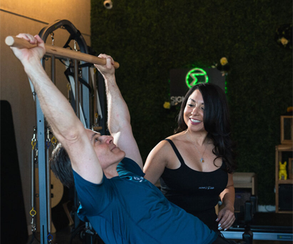 Houston Pilates reformer training session